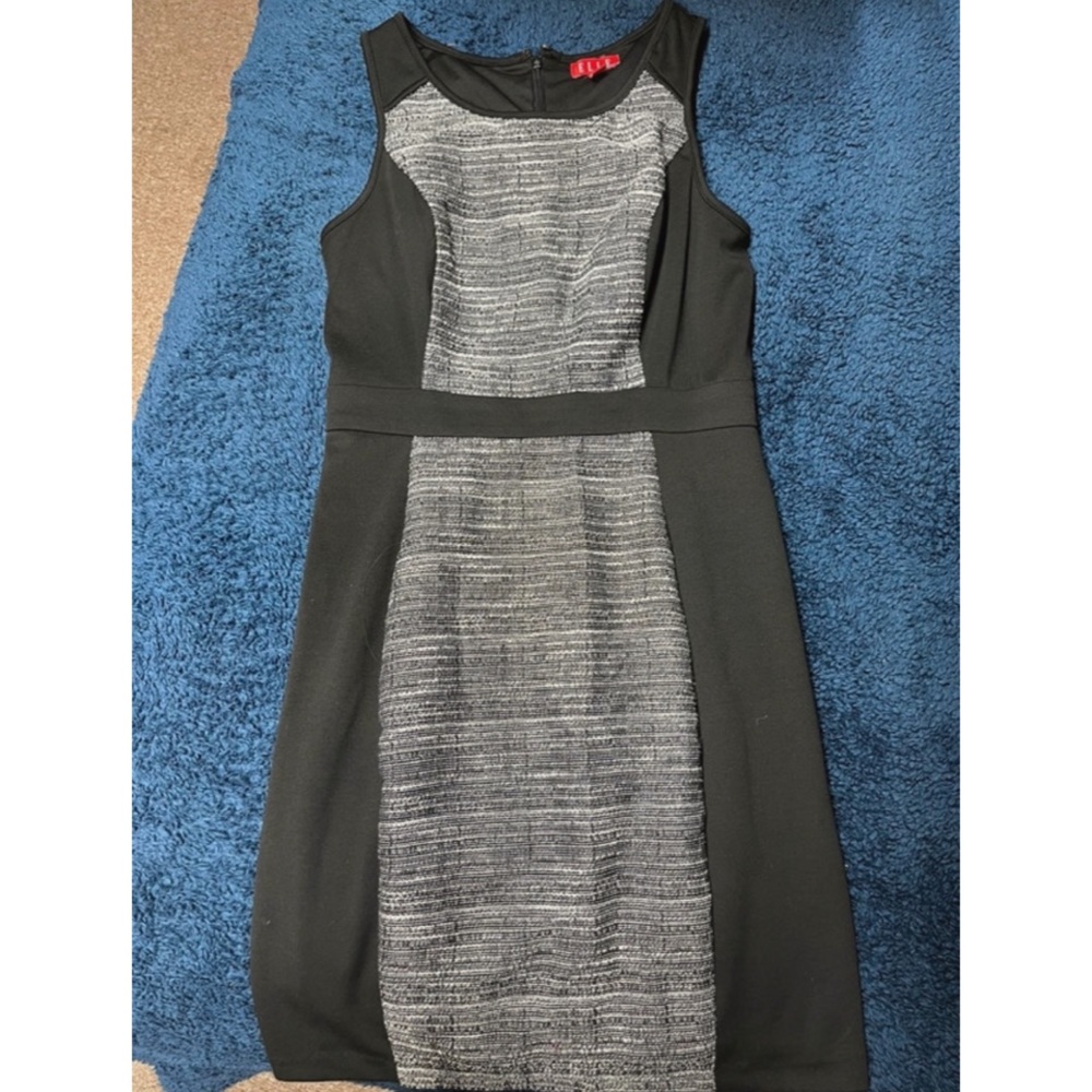Black & Gray Fitted Formal Dress